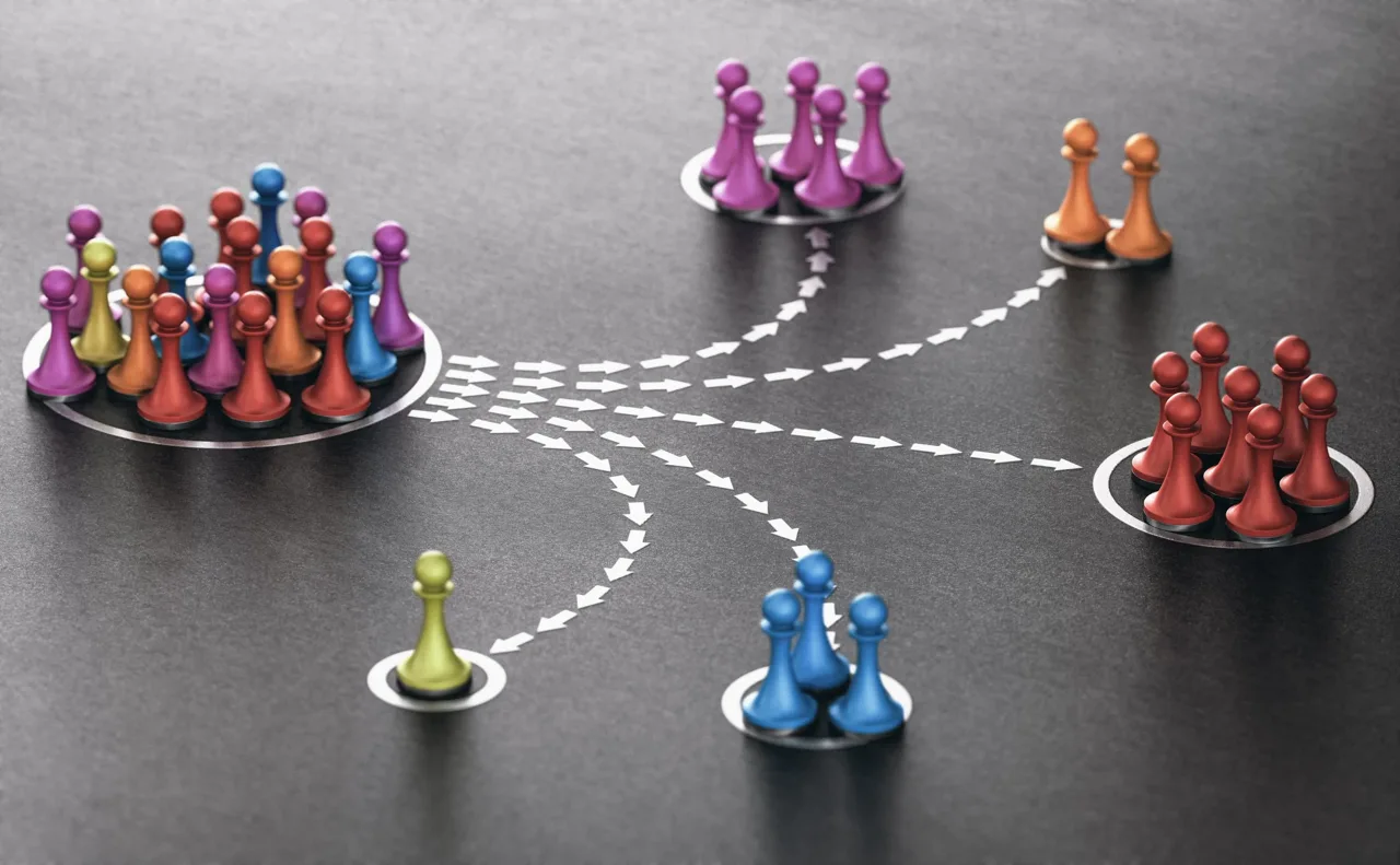 Illustration of connections between groups of people